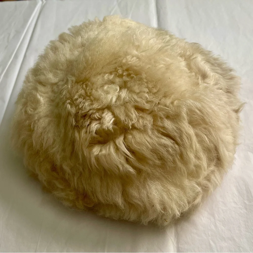 Vintage 8” Real Fur Hat 1950’s 1960’s Small Crème Tan